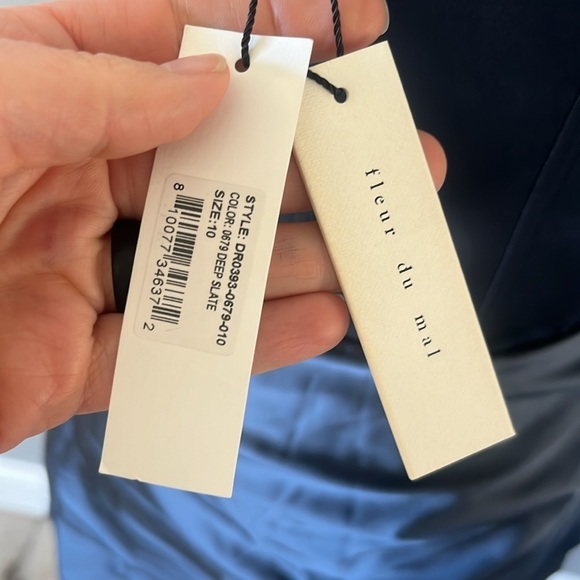 Fleur Du Mal Strapless Draped Dress Slate Blue Strapless - Picture 9 of 14